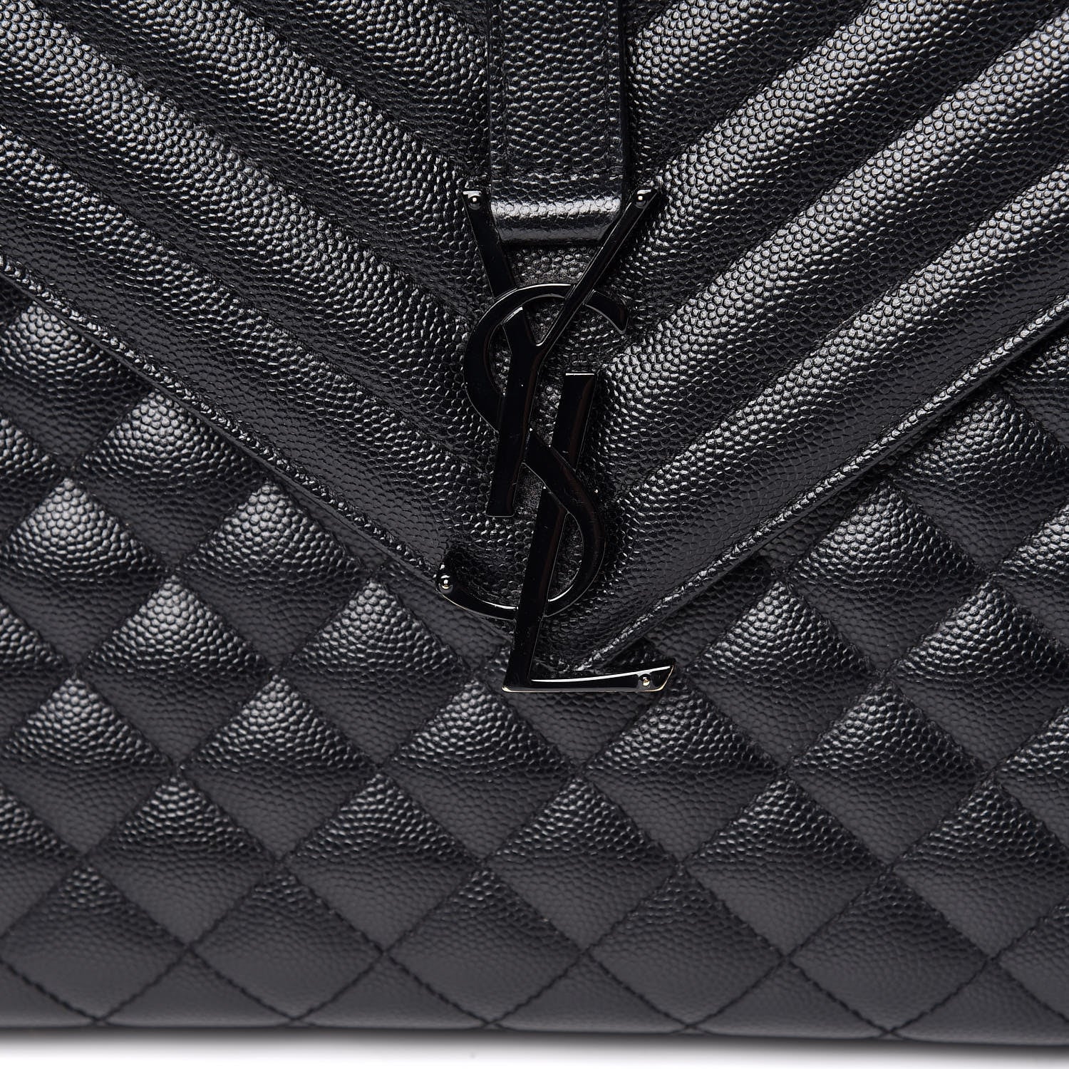 Saint Laurent Grain De Poudre Textured Mixed Matelasse Large Triquilt Monogram Monochrome Satchel Black 8 of 12