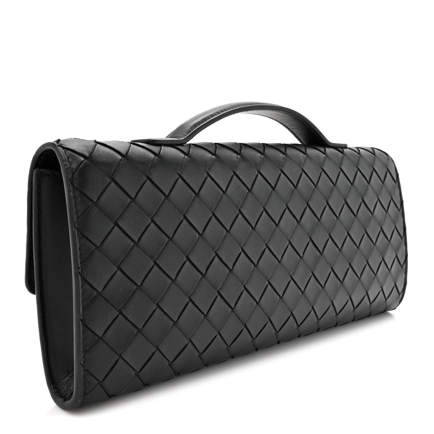 Nappa Intrecciato Long Andiamo Top Handle Clutch Black