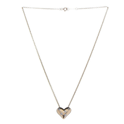 Tiffany 18K Yellow Gold Platinum Diamond Etoile Heart Pendant Necklace 3 of 7