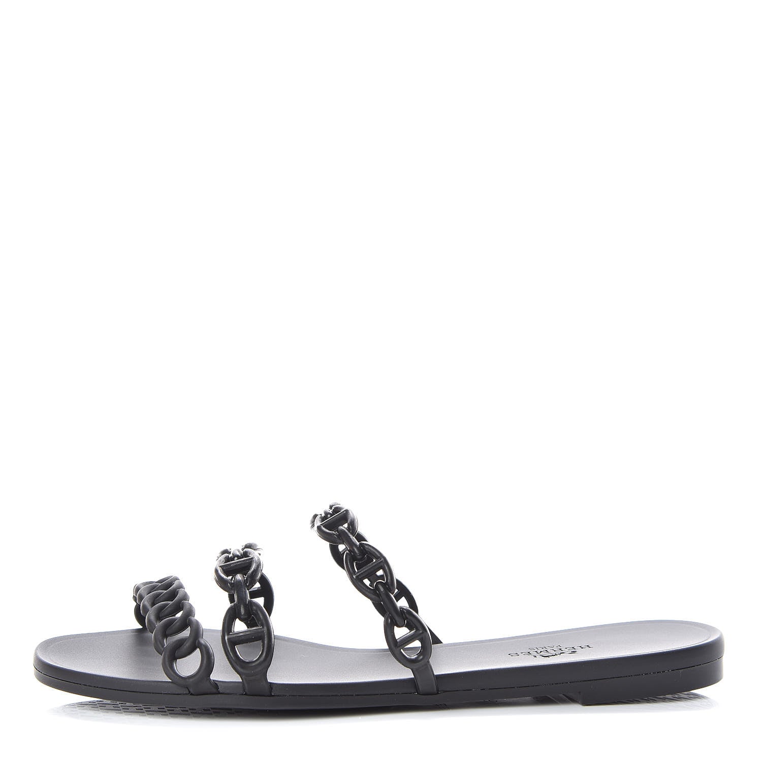 Hermes Rubber Chaine d'Ancre Rivage Sandals 36 Black 1 of 8