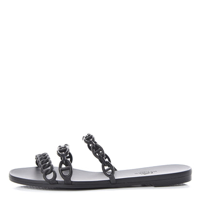 Hermes Rubber Chaine d'Ancre Rivage Sandals 36 Black 1 of 8
