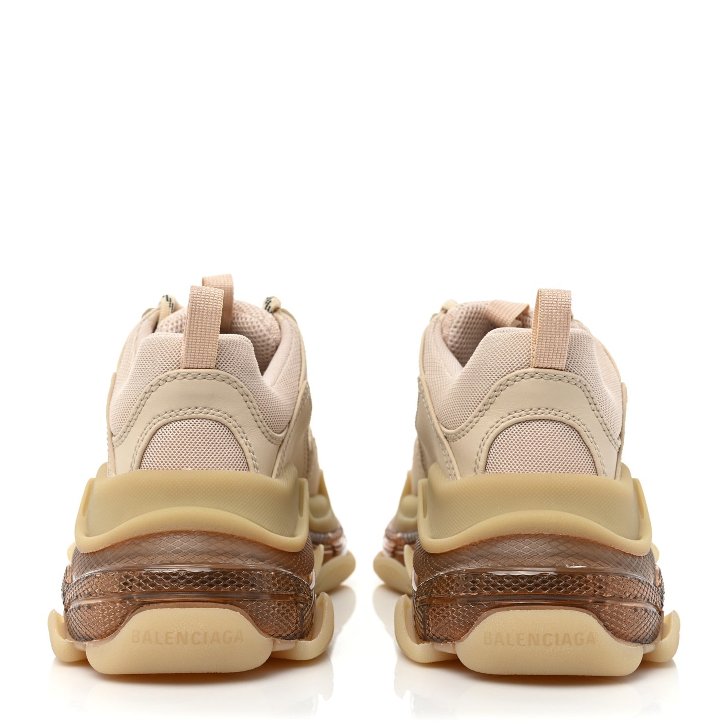 Fabric Mesh Clear Sole Womens Triple S Sneakers 36 Beige
