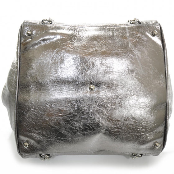 Leather XL Modern Chain Tote Metallic