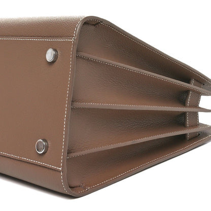 Saint Laurent Grained Calfskin Topstitch Small Classic Sac De Jour Taupe 9 of 10