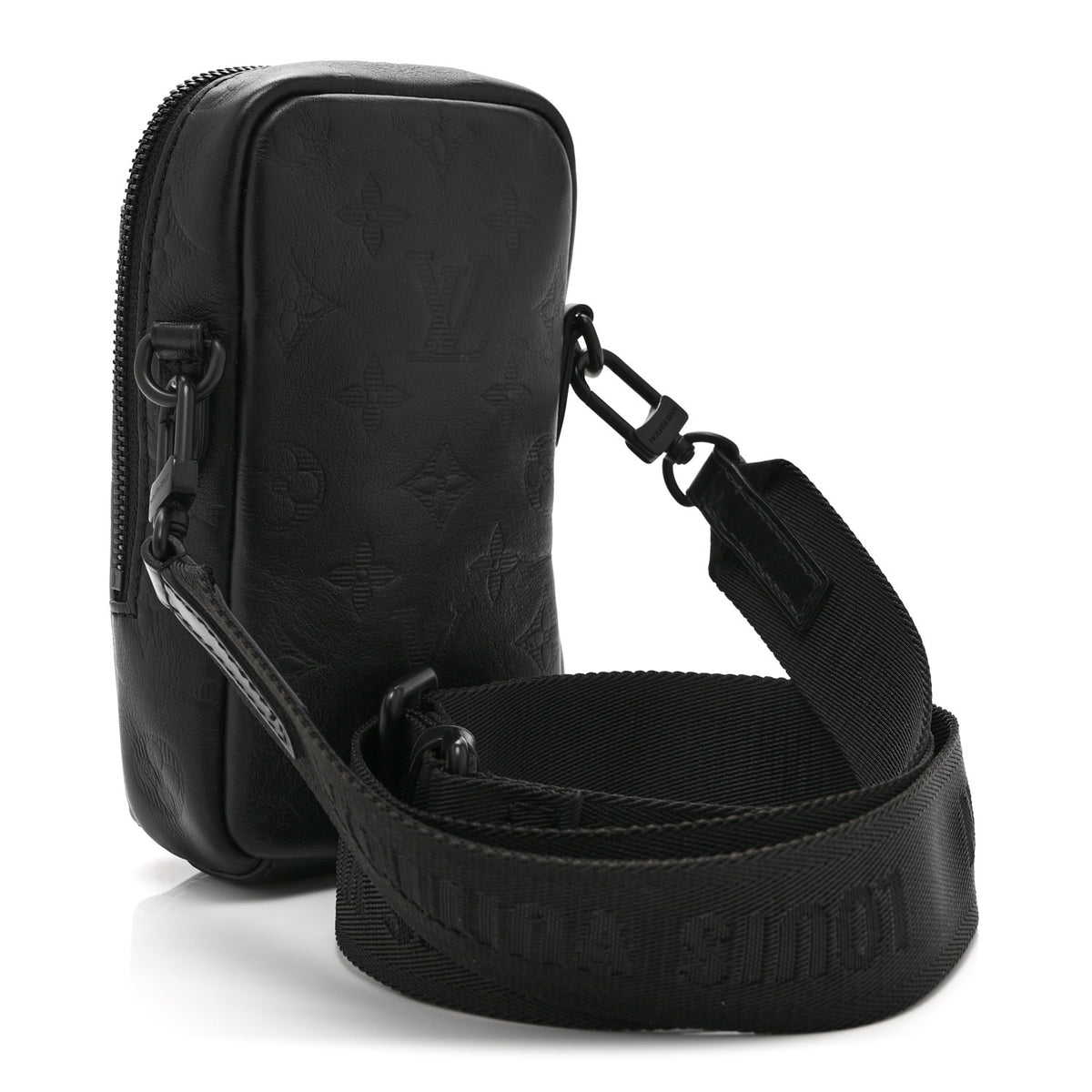 Calfskin Monogram Shadow Double Phone Pouch NM Black