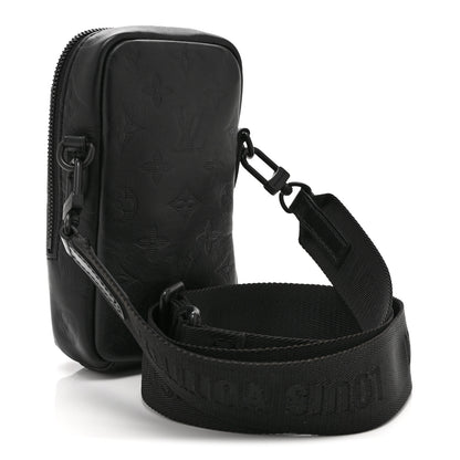 Louis Vuitton Calfskin Monogram Shadow Double Phone Pouch NM Black 3 of 9