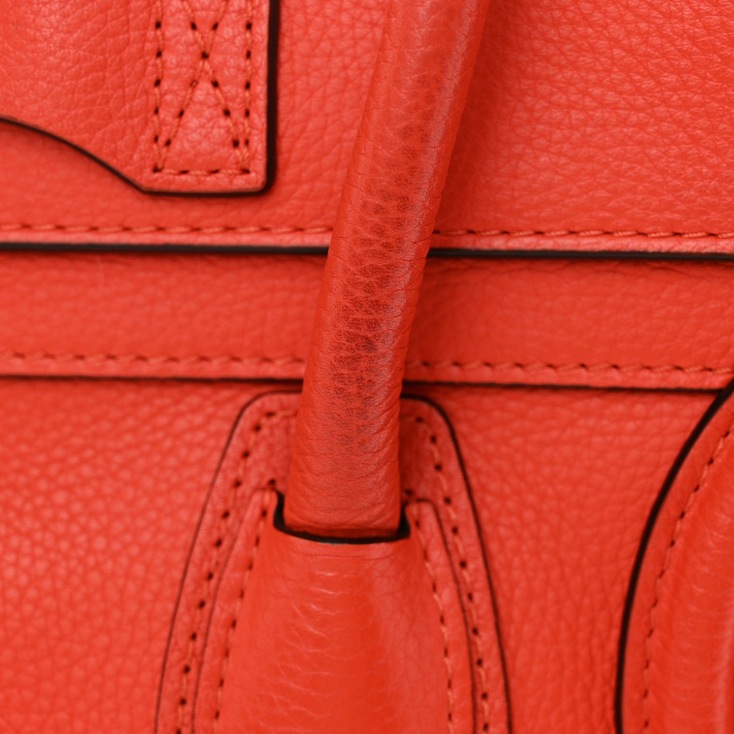 Drummed Calfskin Micro Luggage Vermillion