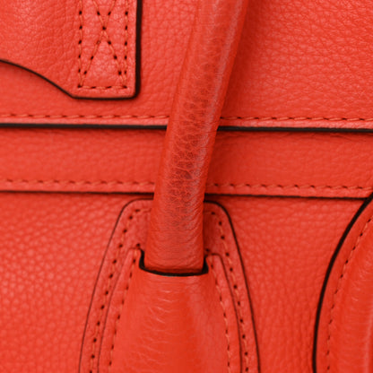 Celine Drummed Calfskin Micro Luggage Vermillion 12 of 15