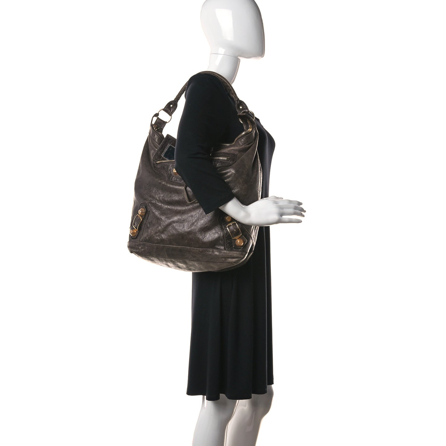 Agneau Giant 21 Gold Hardware Day Hobo Charbon