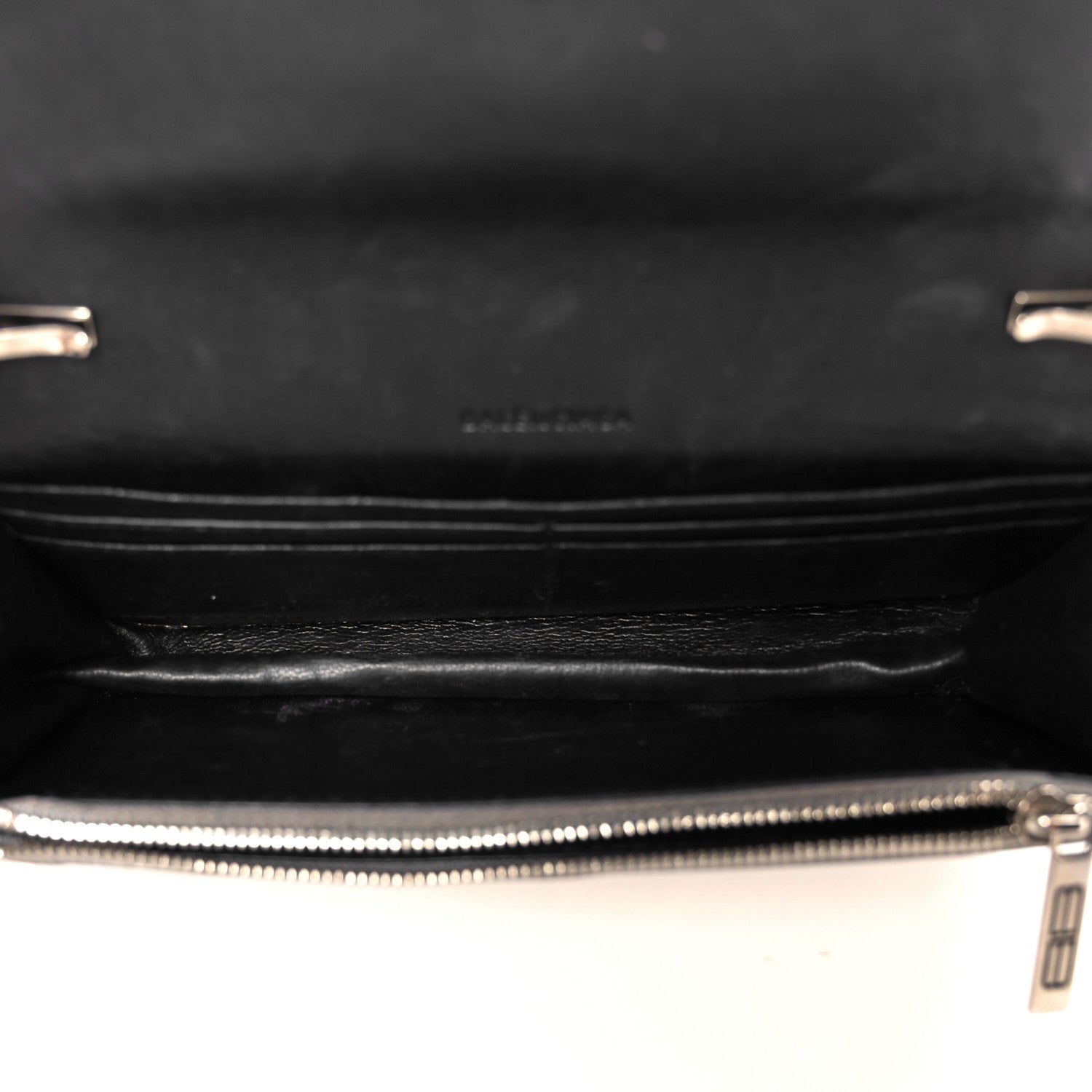 Balenciaga Metallic Extra Supple Calfskin Crocodile Embossed Gossip Wallet On Chain Silver 5 of 10