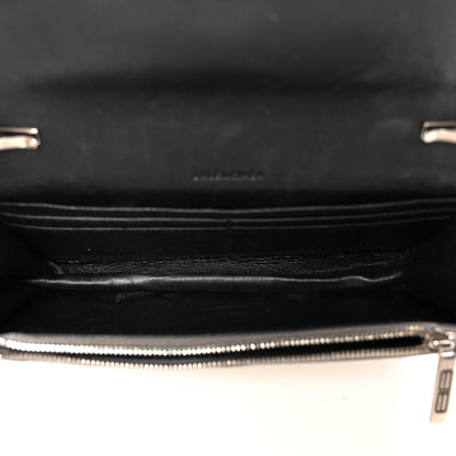 Balenciaga Metallic Extra Supple Calfskin Crocodile Embossed Gossip Wallet On Chain Silver 5 of 10