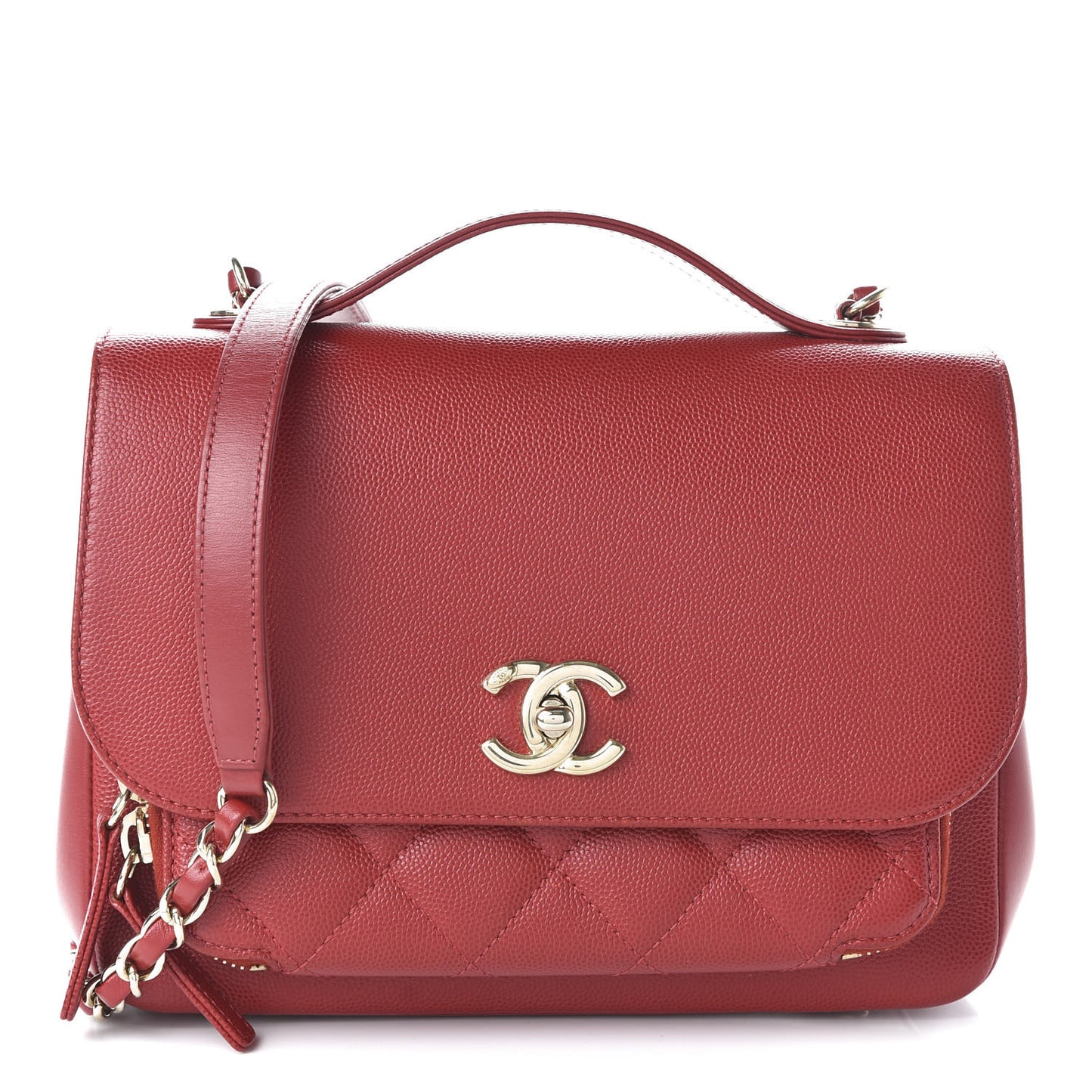Caviar Quilted Medium Business Affinity Flap Red