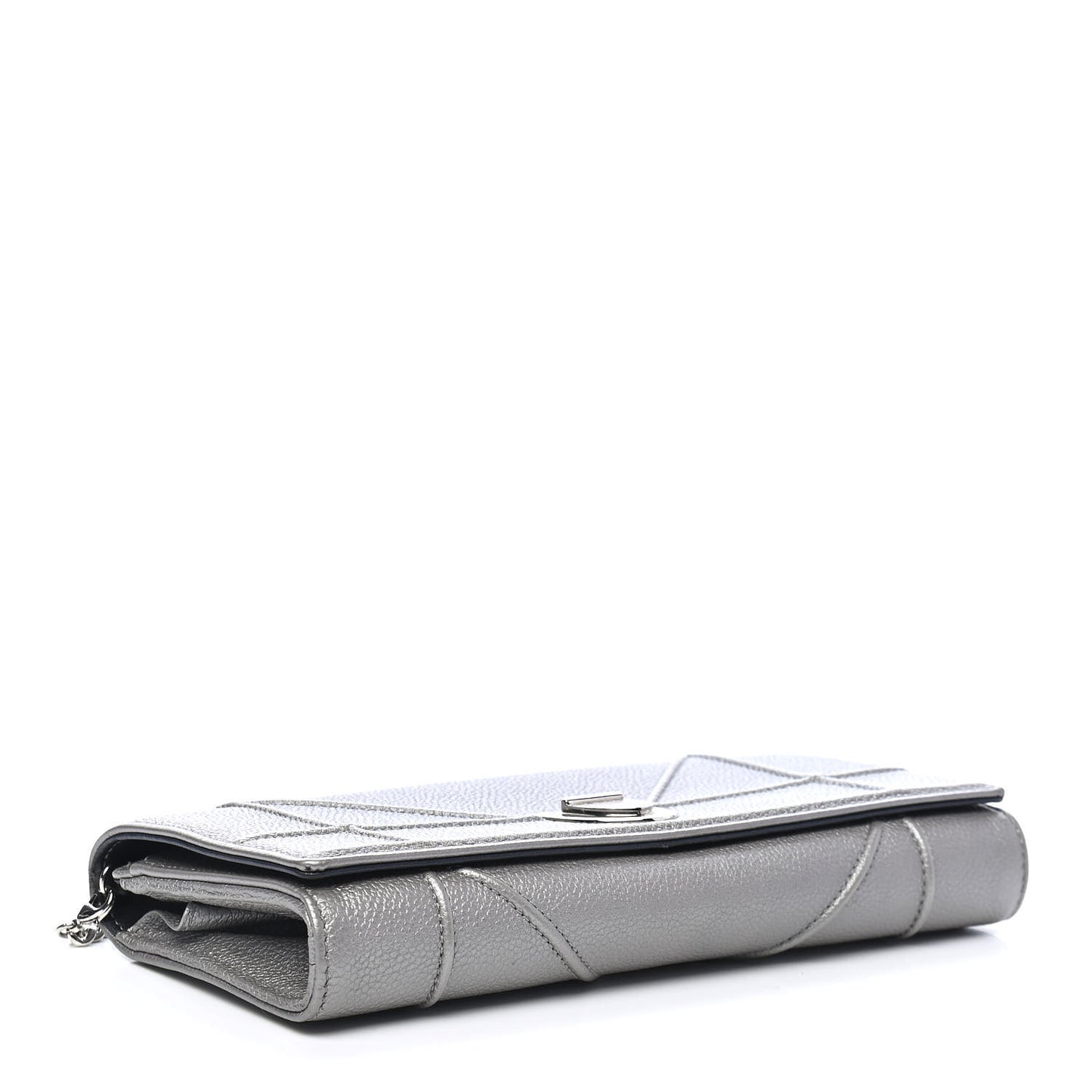 Grained Calfskin Diorama Croisiere Chain Wallet Gris