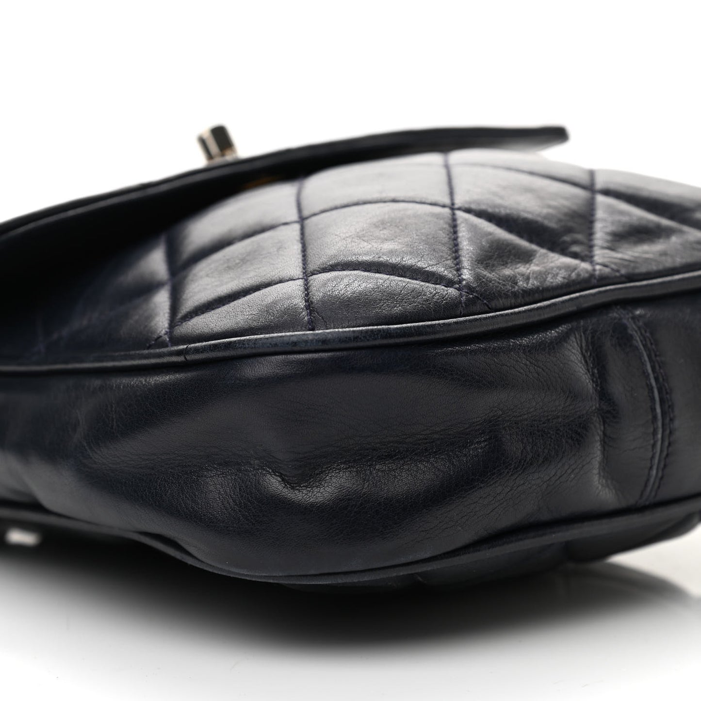 Lambskin Quilted Flap Crossbody Navy Blue