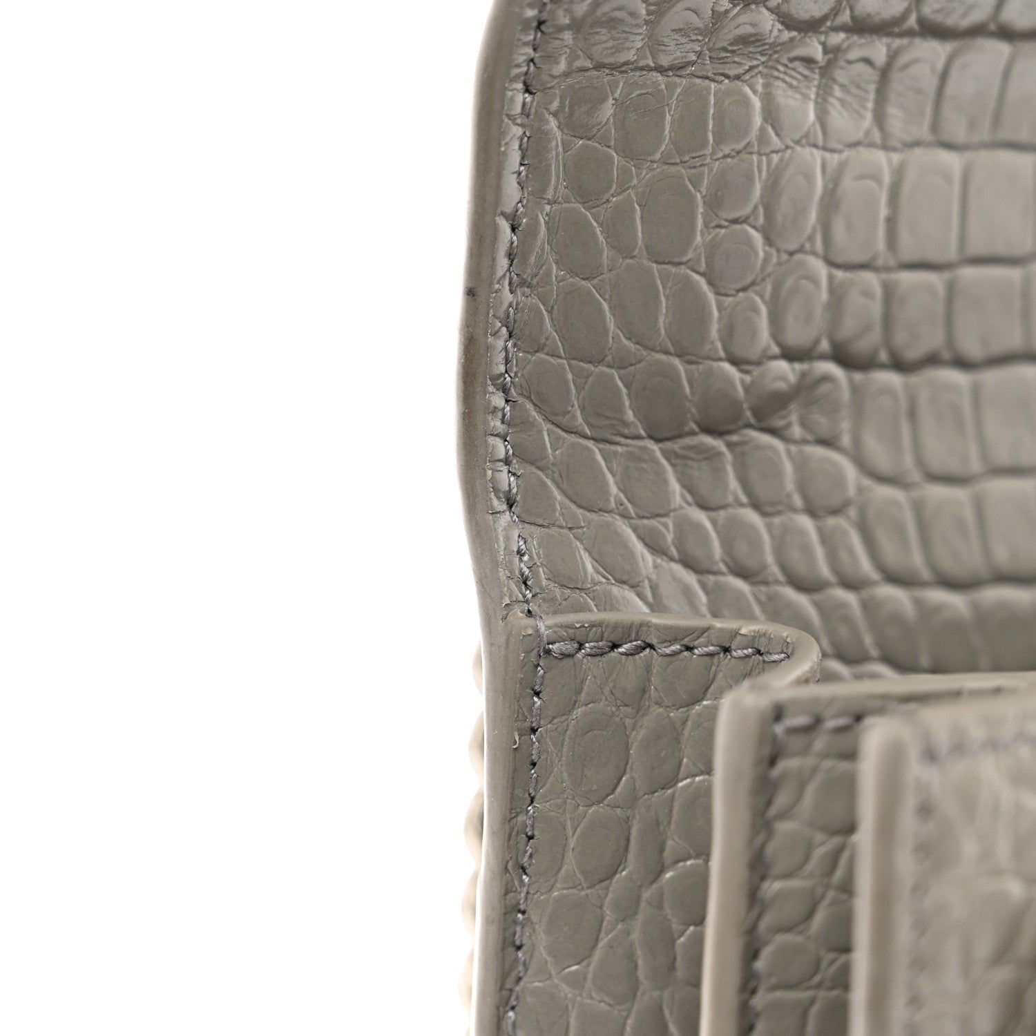 Saint Laurent Calfskin Crocodile Embossed Medium Monogram Sunset Fog 12 of 12
