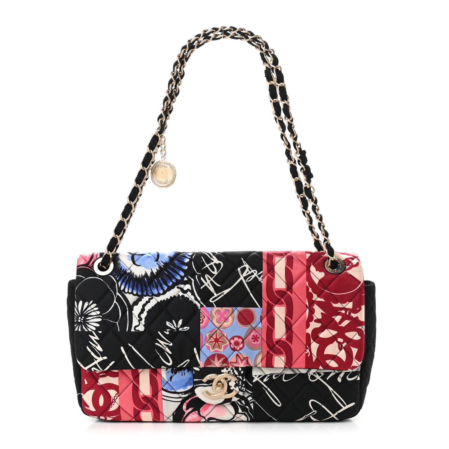 Fabric Quilted Medium Flap Red Black White