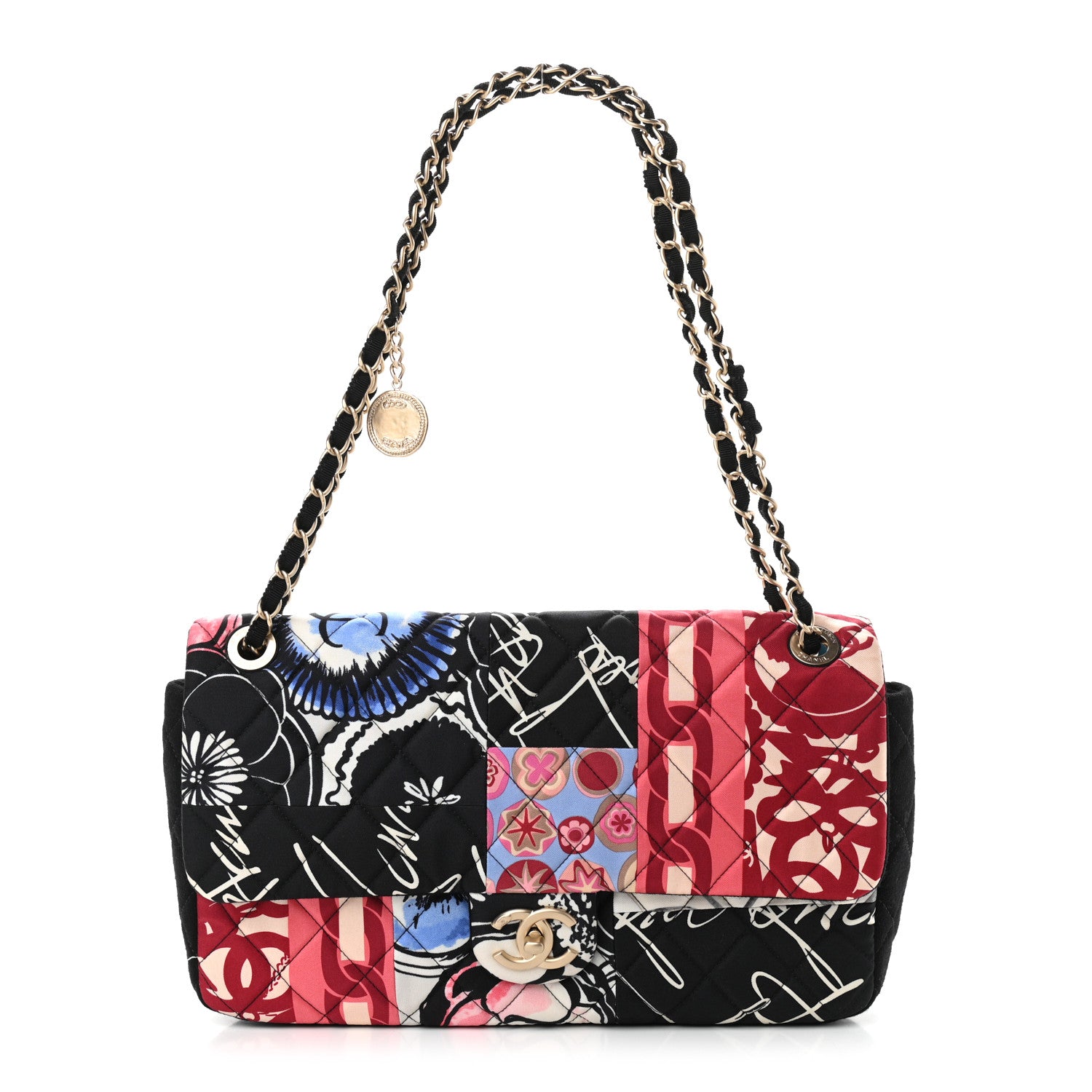 Chanel Fabric Quilted Medium Flap Red Black White 1 of 12