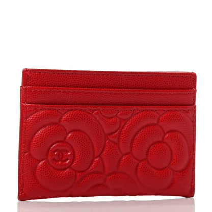 Chanel Caviar Camellia Embossed Card Holder Red 2 of 4
