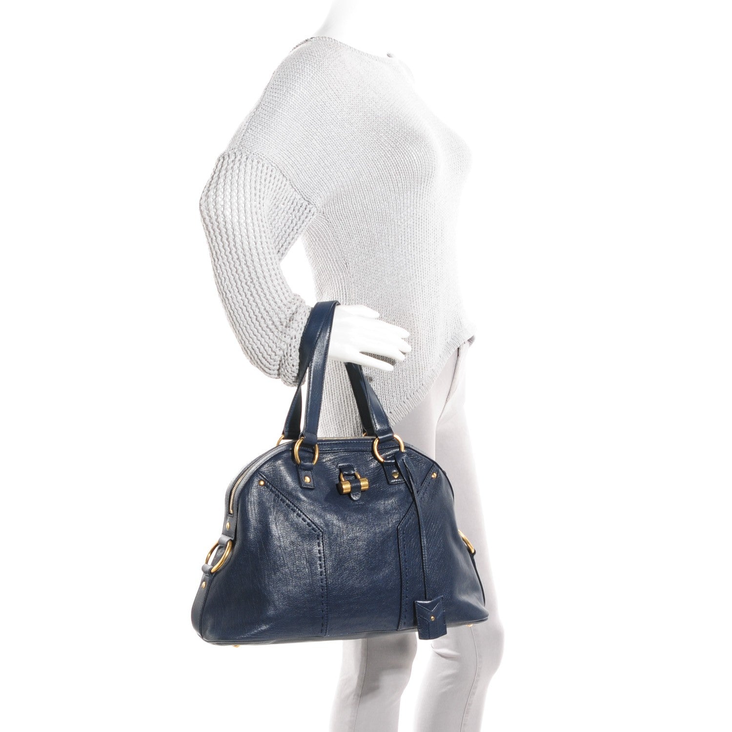 Saint Laurent Calfskin Large Muse Navy Blue 2 of 9