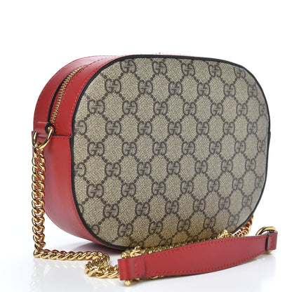 Gucci GG Supreme Monogram Kingsnake Heart Embroidered Mini Chain Shoulder Bag Beige Hibiscus Red 3 of 10