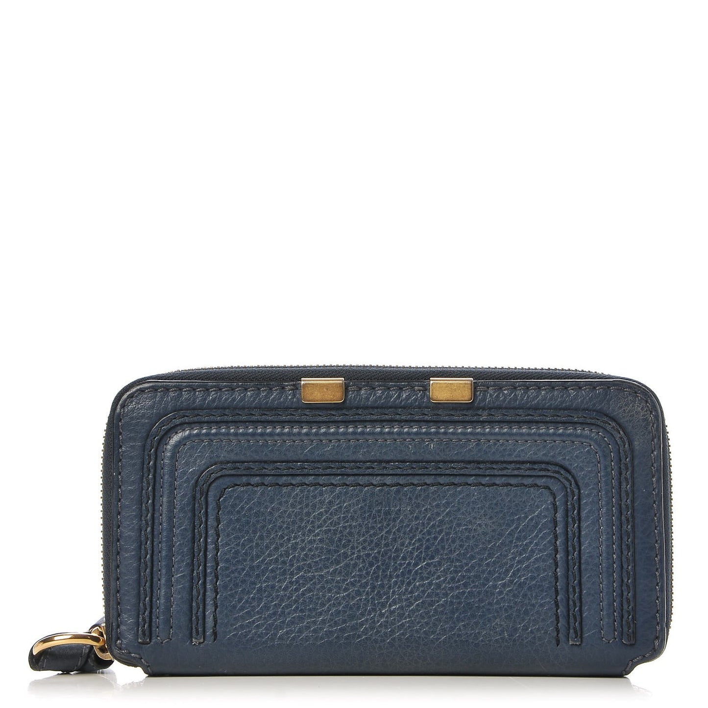 Grained Calfskin Marcie Long Zip Around Wallet Royal Navy