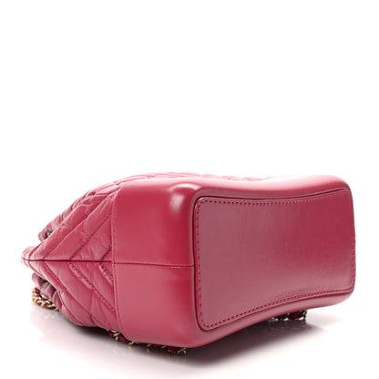 Chanel Aged Calfskin Chevron Quilted Small Gabrielle Backpack Dark Pink 4 of 9