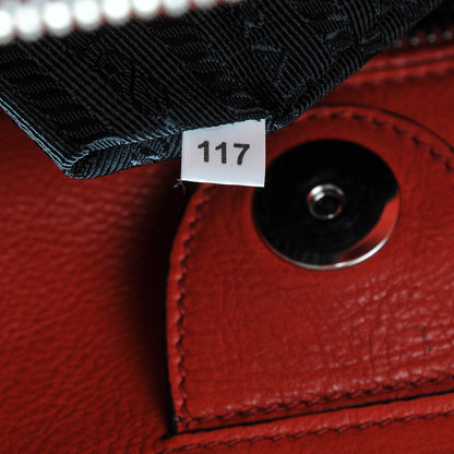 Prada Glace Calf Twin Pocket Tote Fuoco 7 of 8