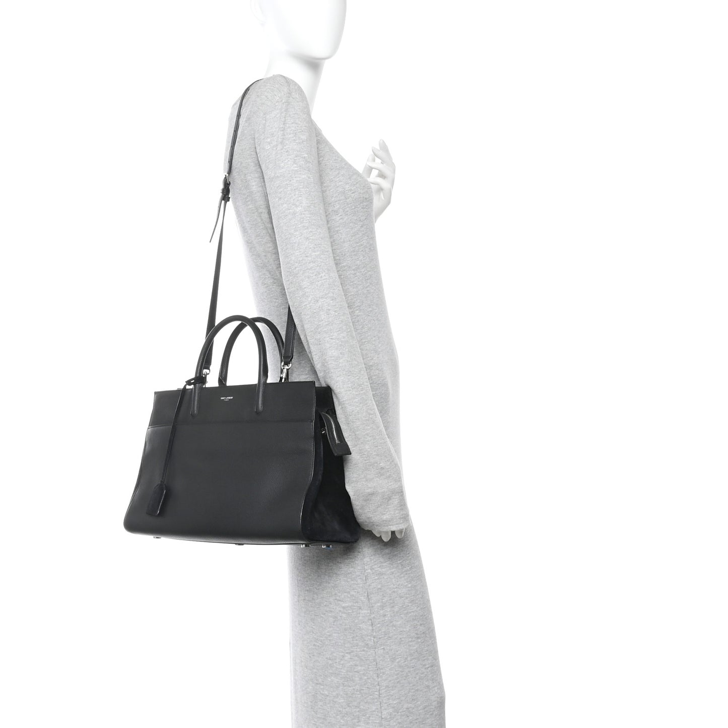 Grained Calfskin Medium Rive Gauche Cabas Black