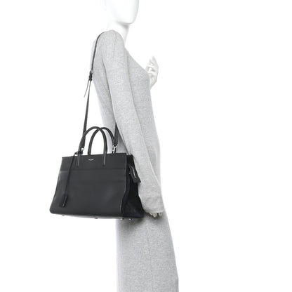 Saint Laurent Grained Calfskin Medium Rive Gauche Cabas Black 2 of 9