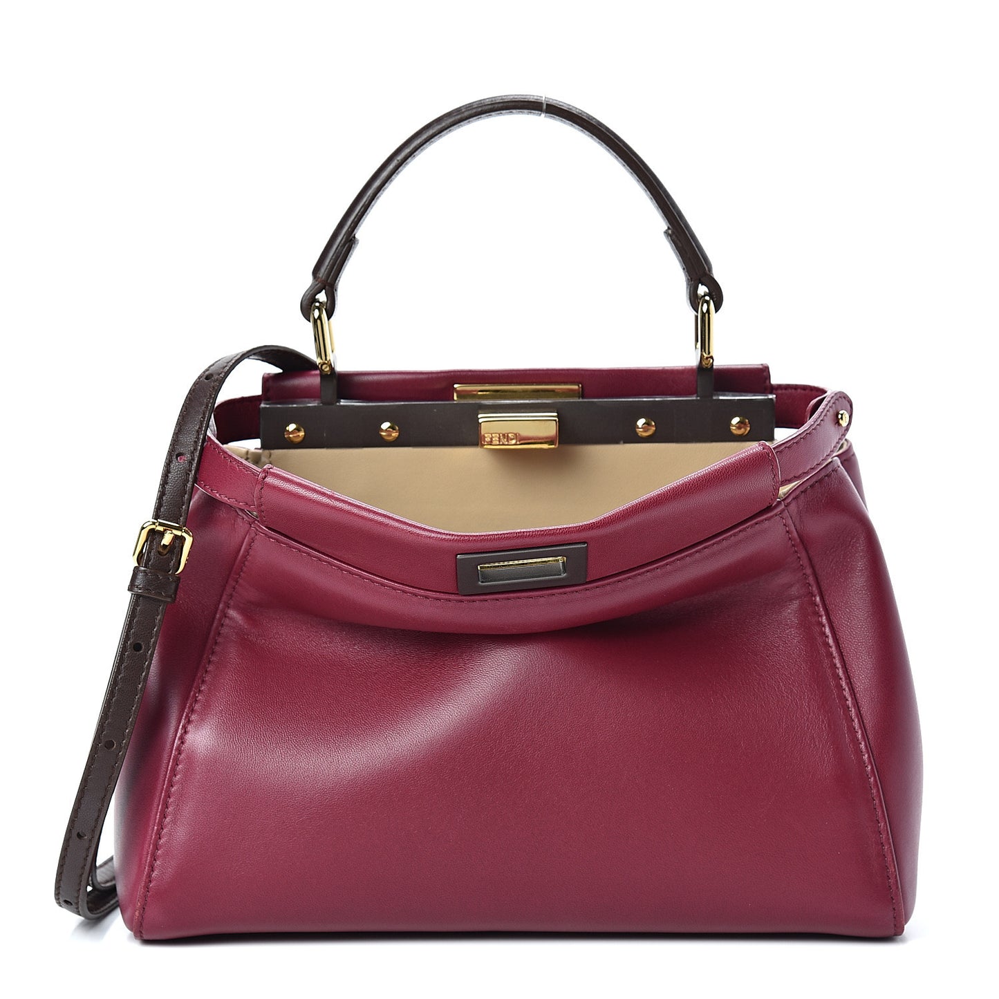 Nappa Mini Peekaboo Iconic Satchel Black Cherry Brown