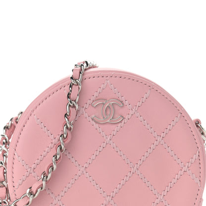 Chanel Lambskin Stitch Round Clutch With Chain Pink 8 of 10