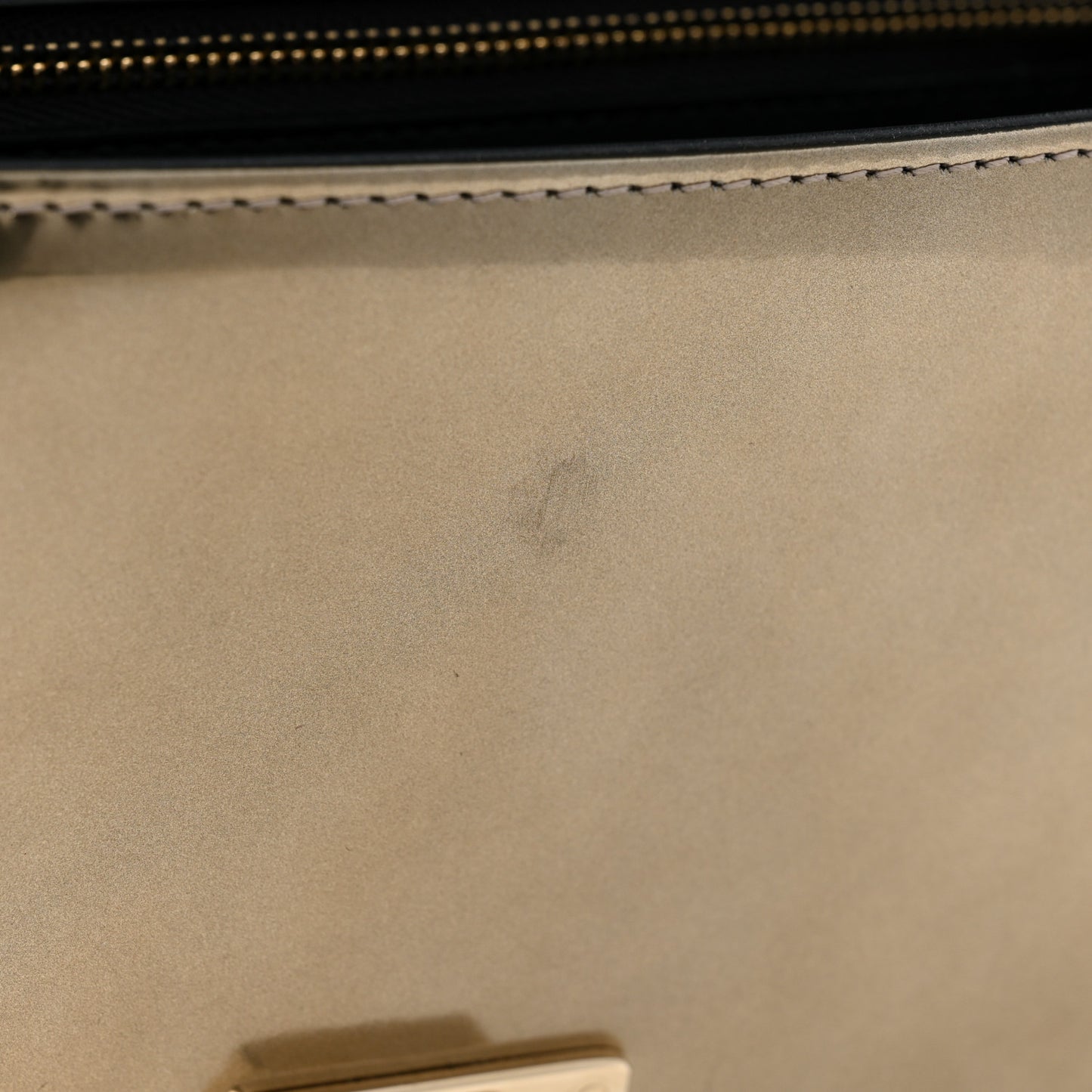Metallic Patent Micro-Cannage Medium Diorama Flap Bag Gold
