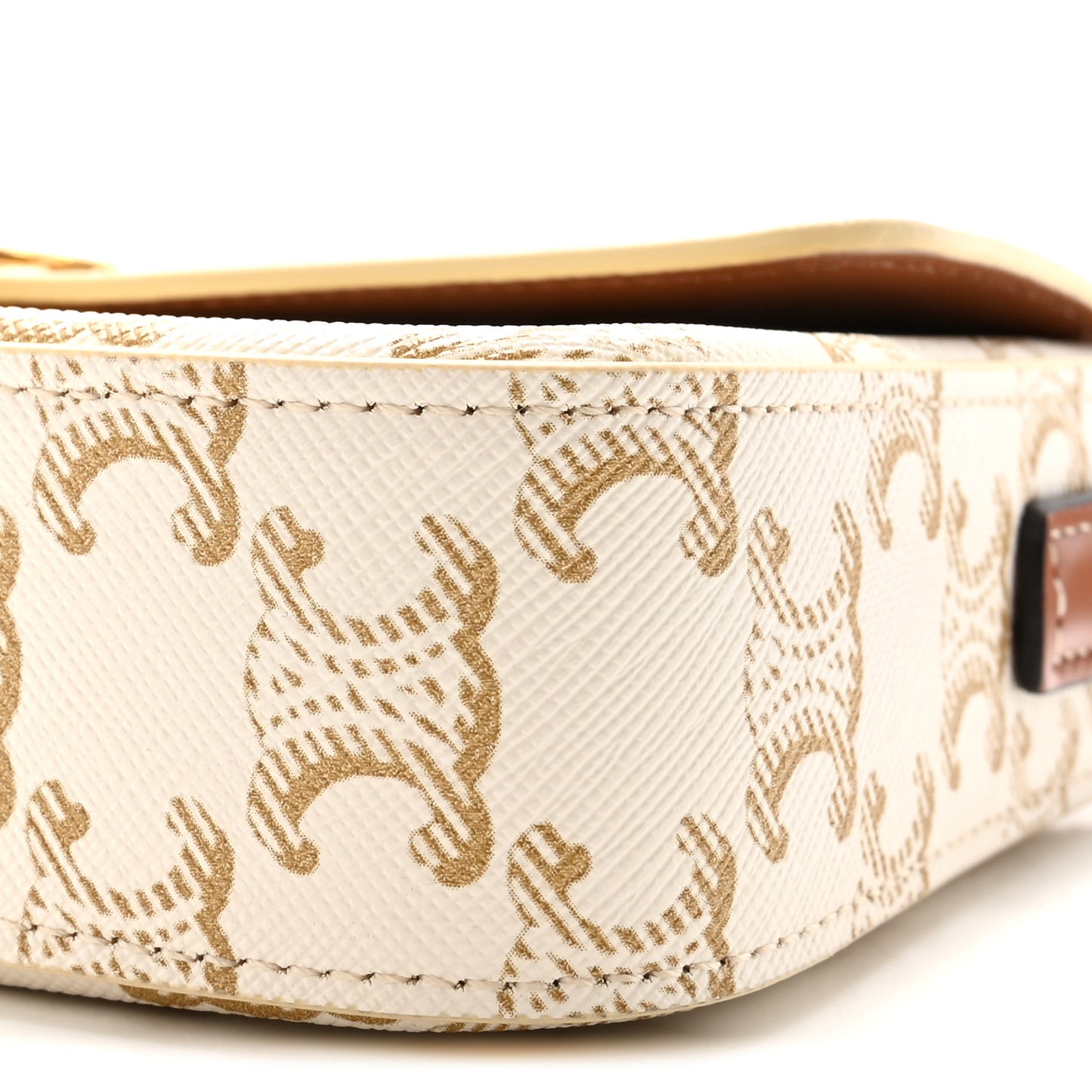 Canvas Calfskin Triomphe Shoulder Bag White White