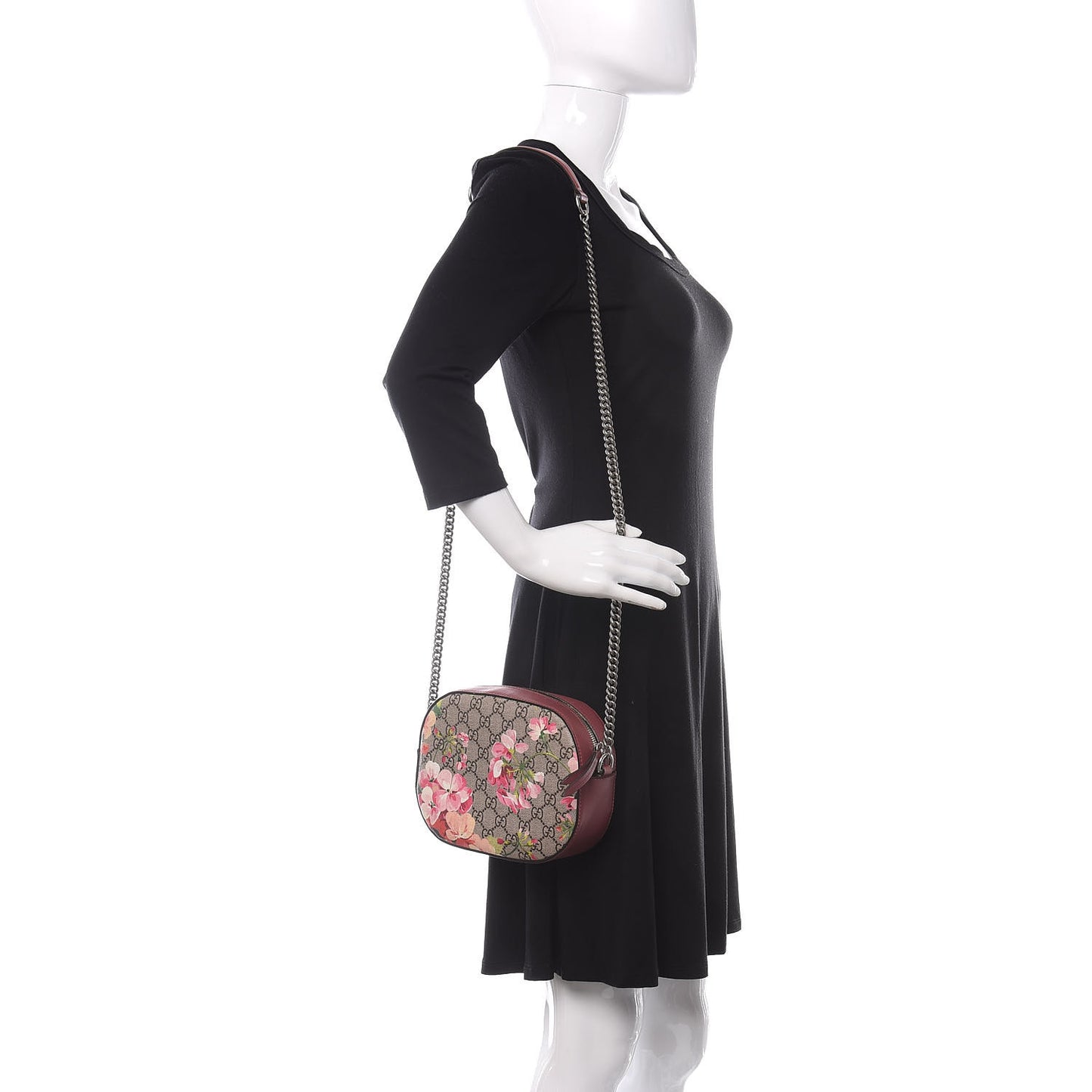 GG Supreme Monogram Blooms Mini Chain Shoulder Bag Beige Multicolor Dry Rose