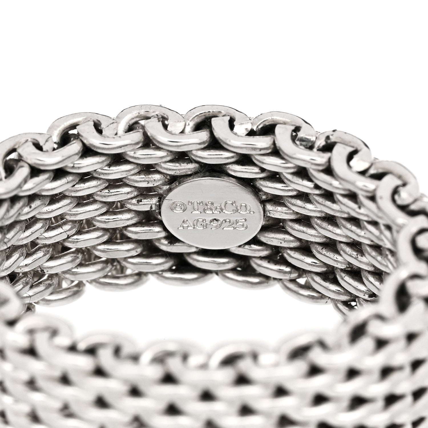 Tiffany Sterling Silver Somerset Mesh Ring 51 5.75 4 of 4