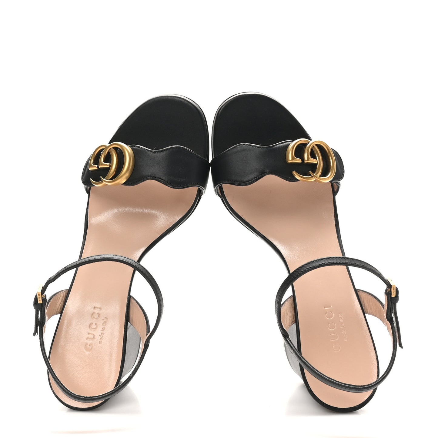 Lifford Calfskin GG Marmont Ankle Wrap 75mm Sandals 36 Black