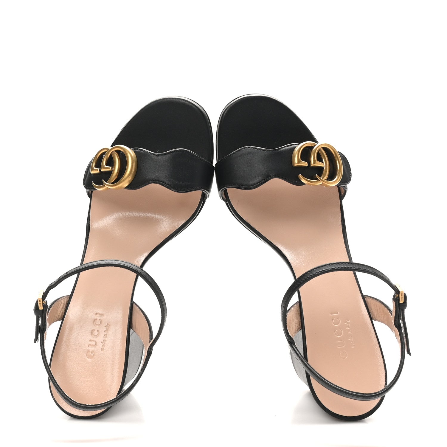 Gucci Lifford Calfskin GG Marmont Ankle Wrap 75mm Sandals 36 Black 2 of 9