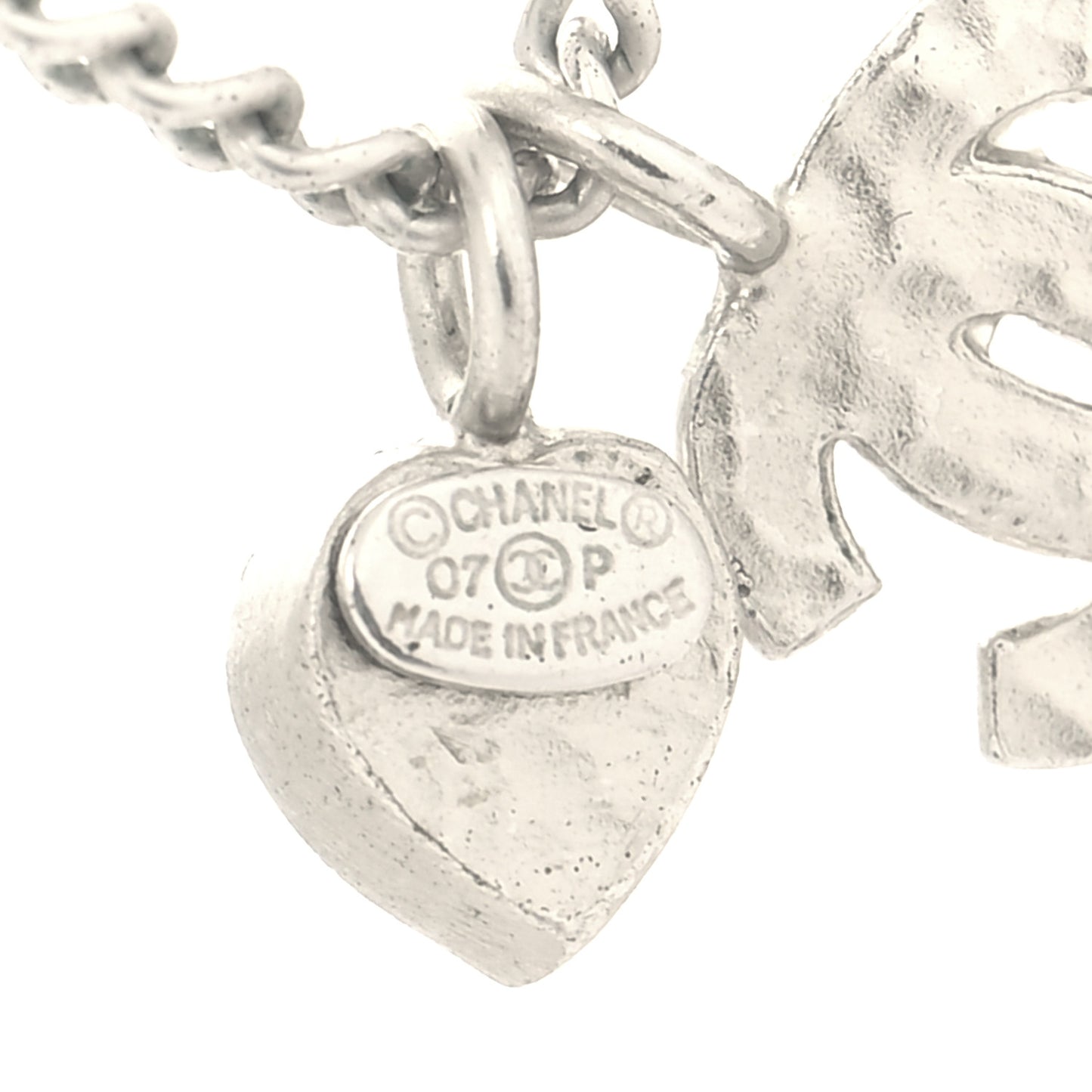 Crystal Mini Heart CC Necklace Silver