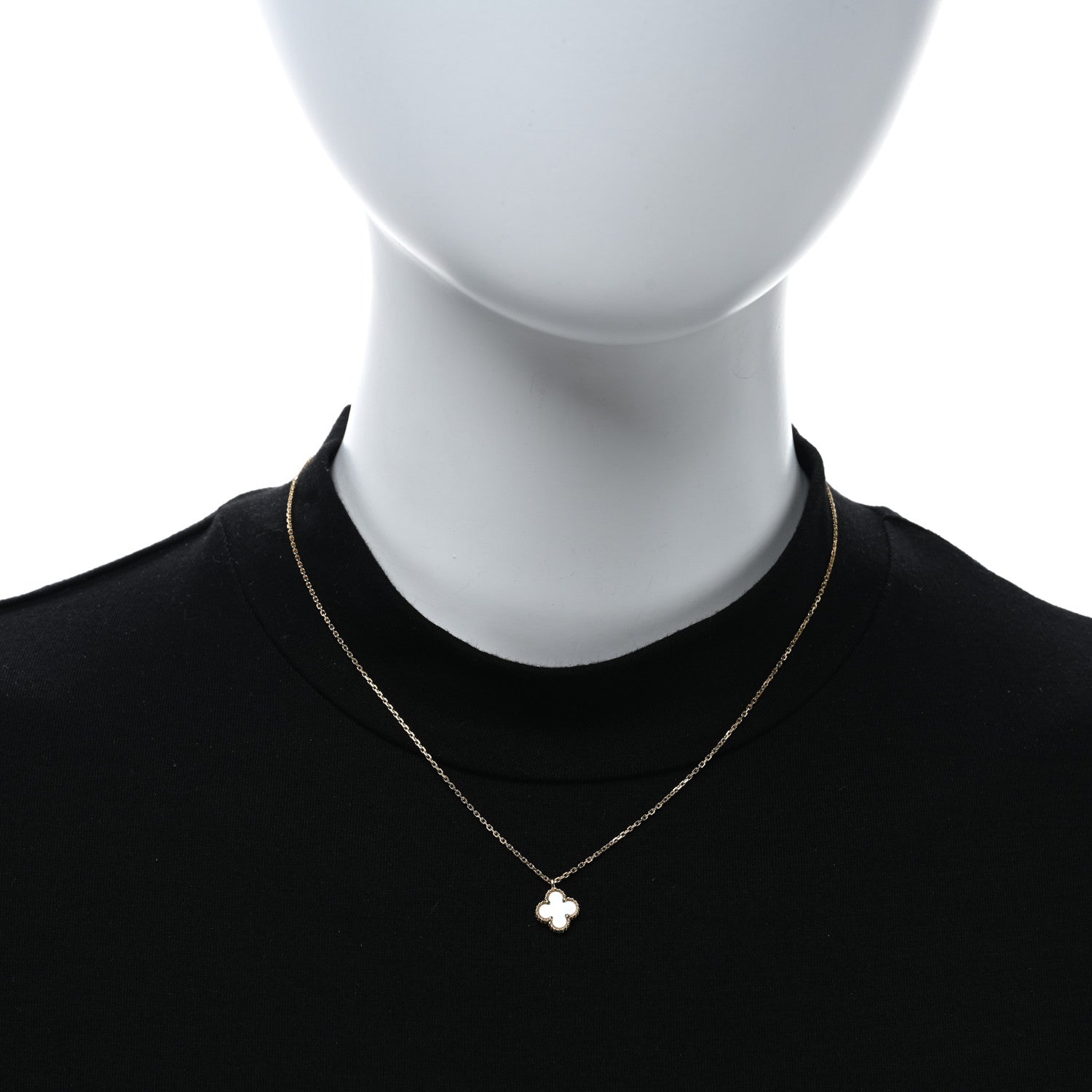 Van Cleef & Arpels 18K Yellow Gold Mother of Pearl Sweet Alhambra Pendant Necklace 2 of 5