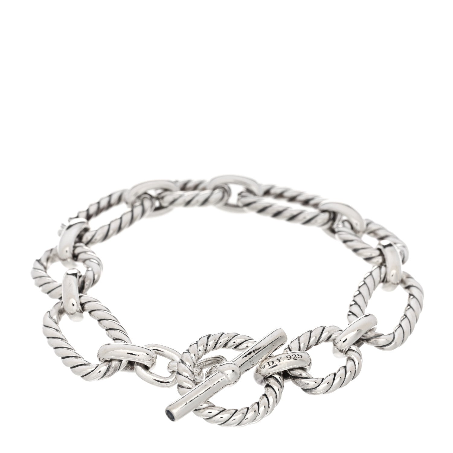 David Yurman Sterling Silver Blue Sapphire 12.5mm Cushion Link Bracelet 2 of 3