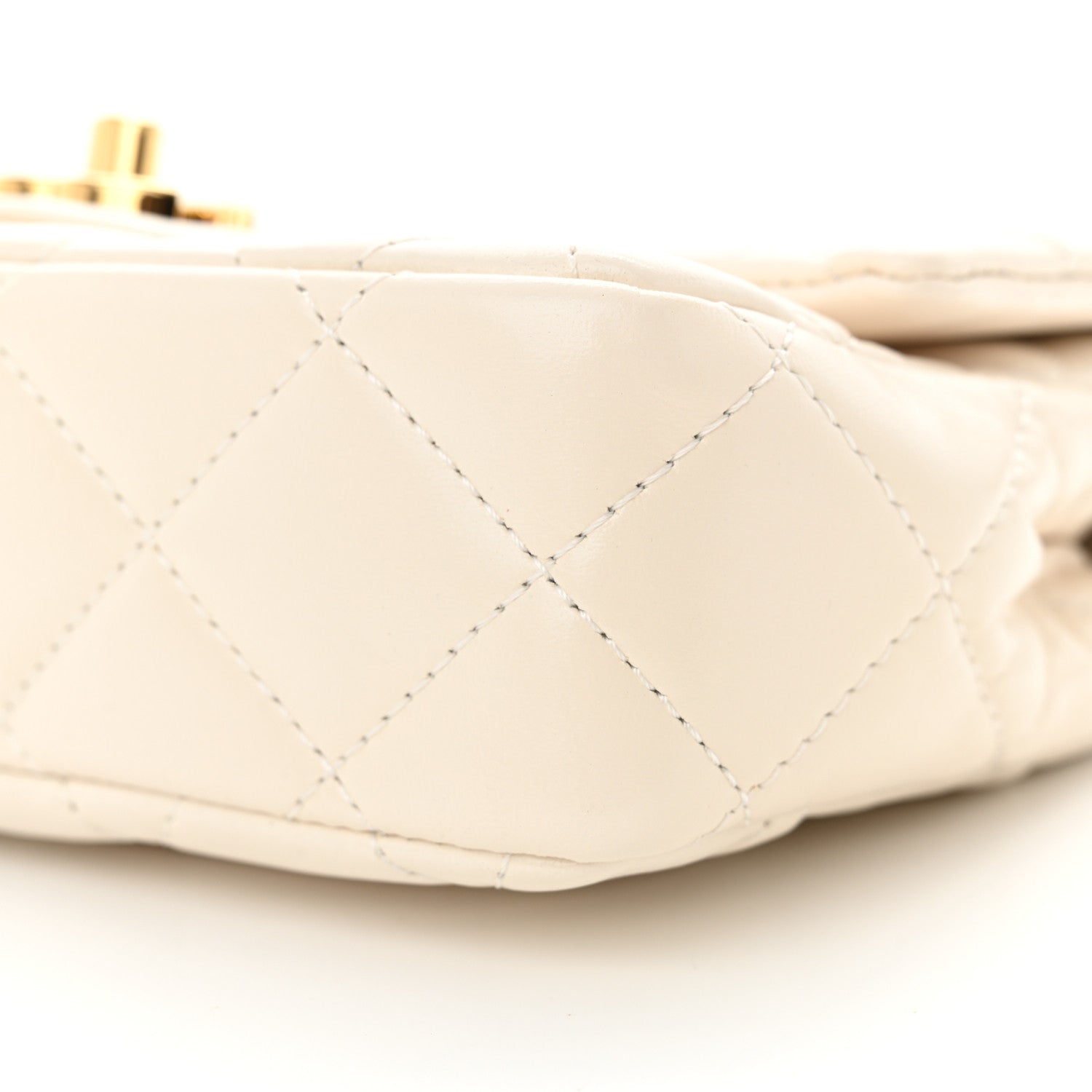Chanel Shiny Lambskin Quilted Golden Links Top Handle Flap White 10 of 11