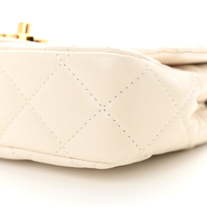 Chanel Shiny Lambskin Quilted Golden Links Top Handle Flap White 10 of 11