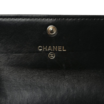 Chanel Lambskin Quilted Camellia Flap Card Holder Black 8 of 9