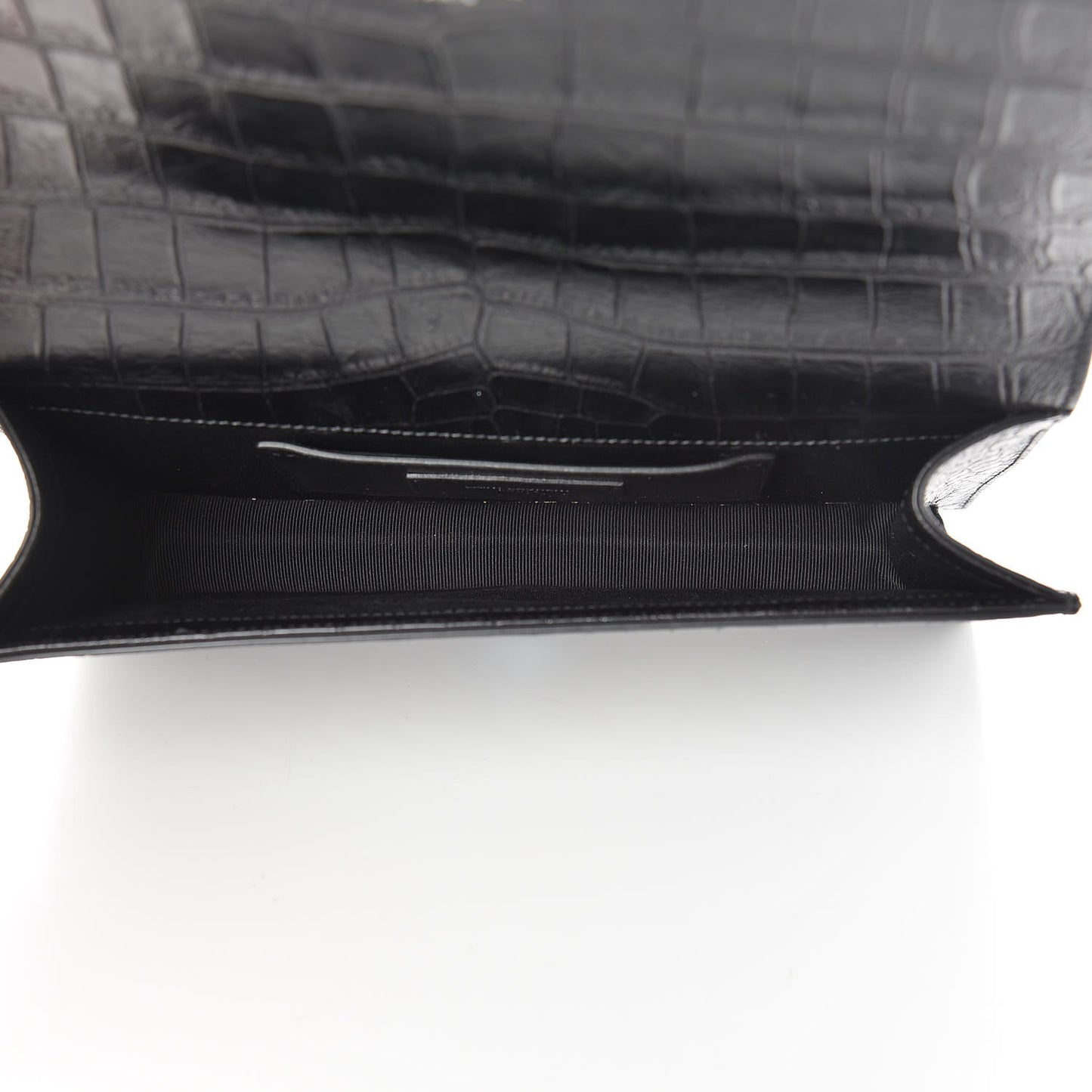 Calfskin Crocodile Embossed Classic Kate Monogram Clutch Black