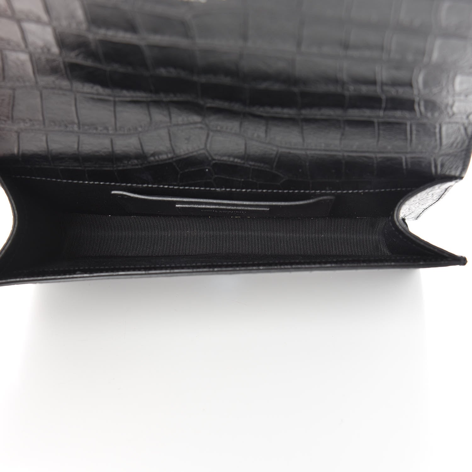 Saint Laurent Calfskin Crocodile Embossed Classic Kate Monogram Clutch Black 4 of 8