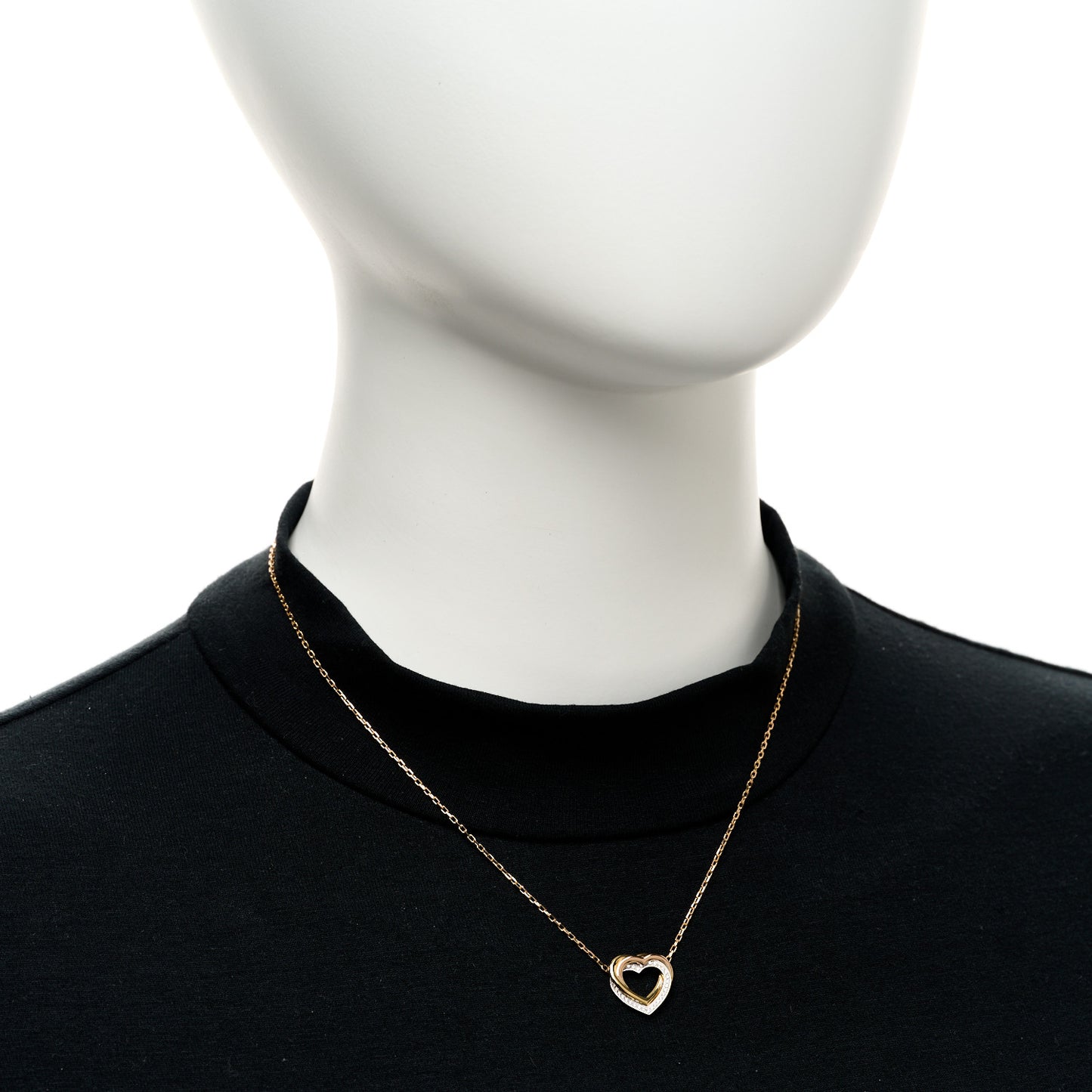 18K Pink Yellow White Gold Diamond Trinity Heart Pendant Necklace