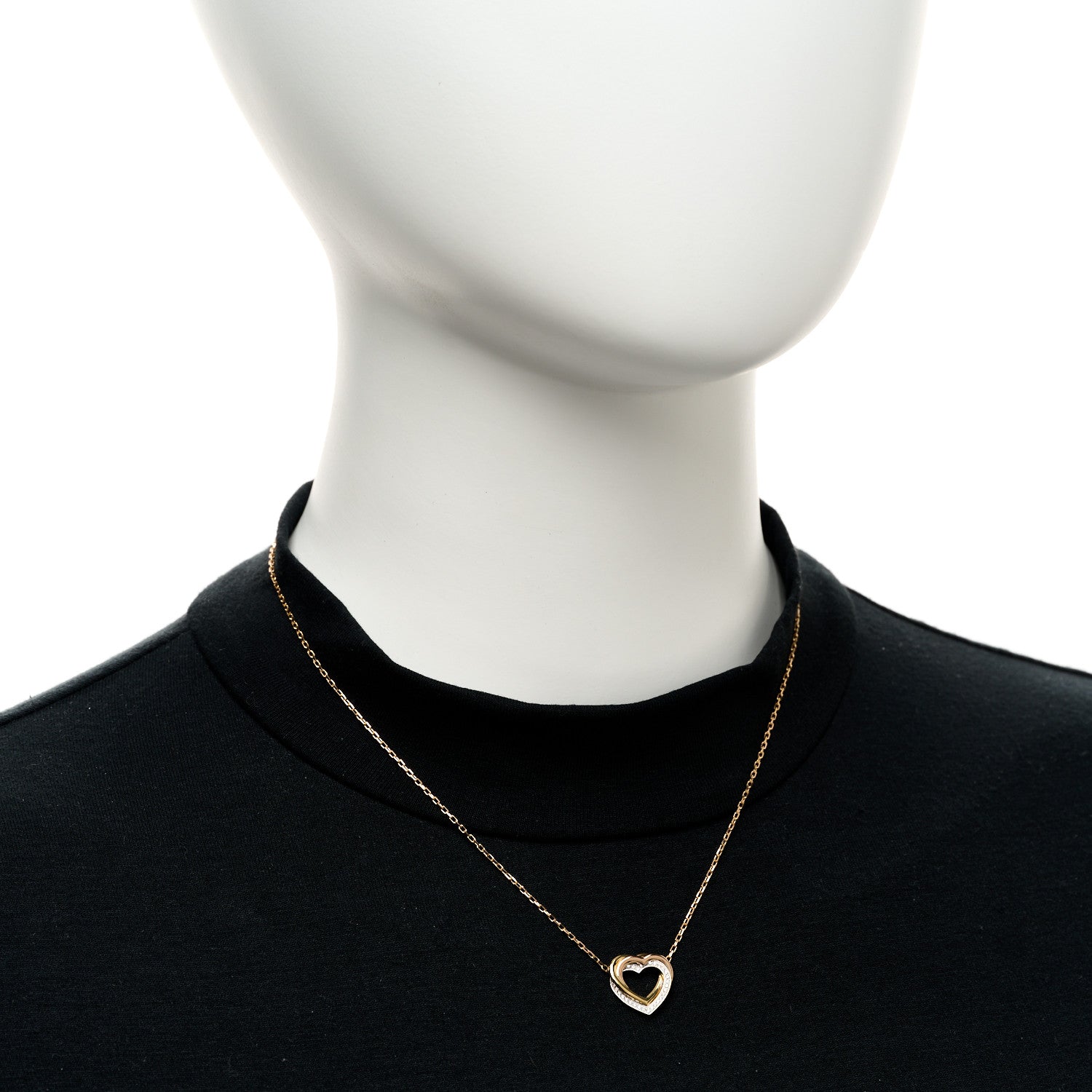 Cartier 18K Pink Yellow White Gold Diamond Trinity Heart Pendant Necklace 2 of 5