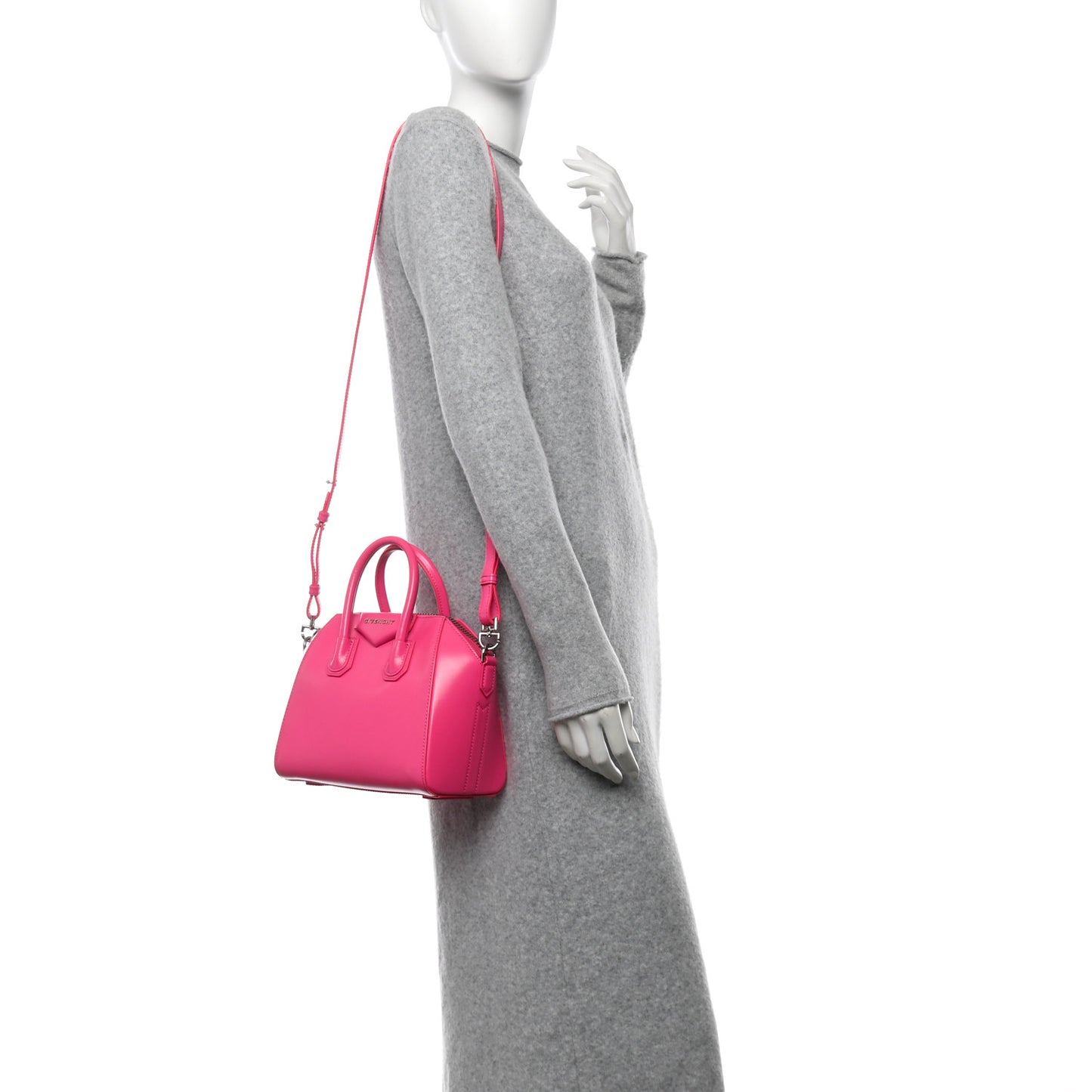 Shiny Lord Calfskin Mini Antigona Shocking Pink