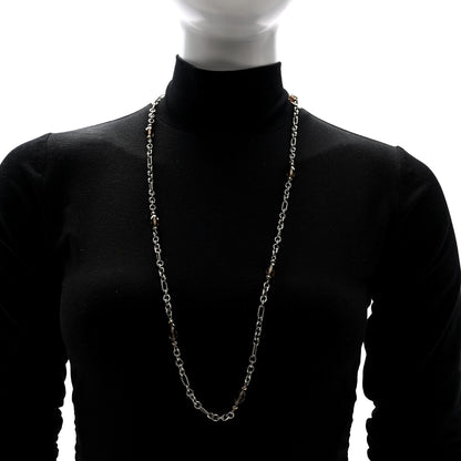 David Yurman Sterling Silver 18K Yellow Gold Smoky Quartz Figaro Station Link Necklace 2 of 4