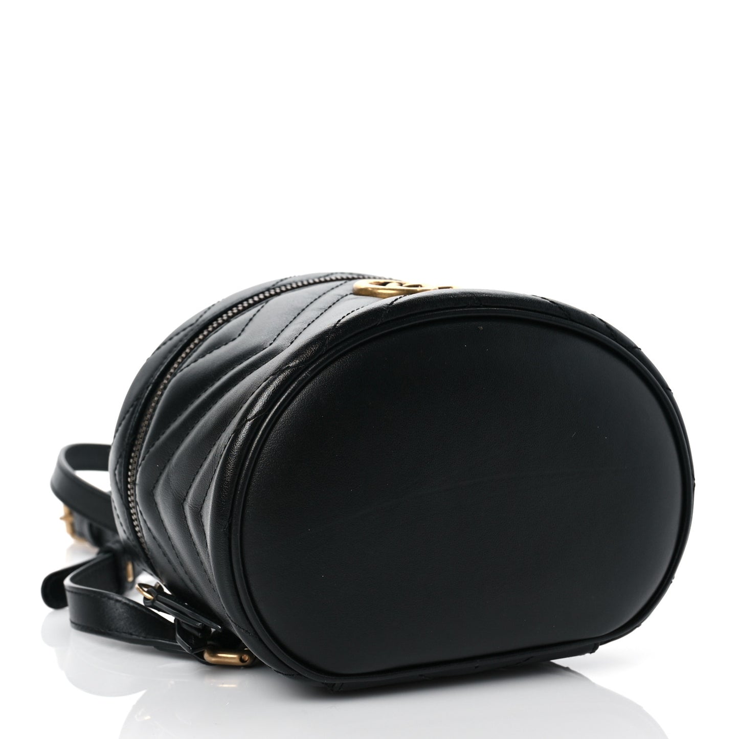 Calfskin Matelasse Mini GG Marmont Round Backpack Black